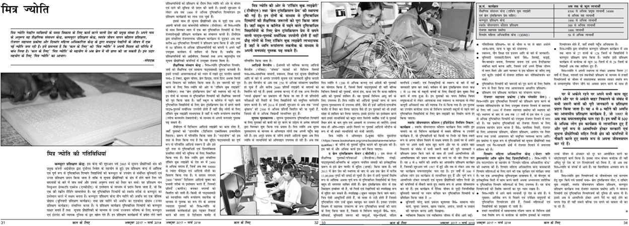 An article published about Mitra Jyothi in an Hindhi News Paper