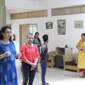 Madhubala Kotamreddy is conducting fitness classes.