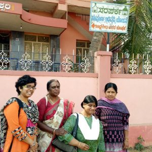 Field visitors from Mitra Jyothi interacting with visually impaired children and adults at a local places and schools.