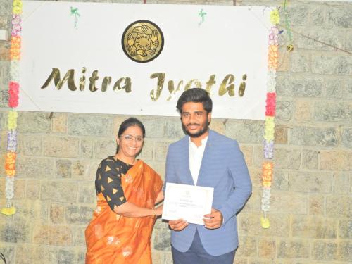 Students reciving Certificate on 56th Digital Literacy Batch - Valedictory Function at Mitra Jyothi.