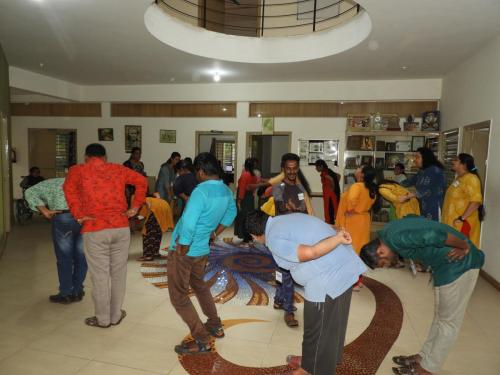 A group of people is participating in fitness classes.