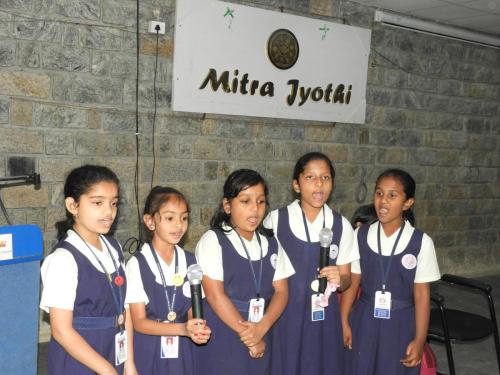 Students from Samsidh Mount Litera Zee School, HSR, Singing a Song at Mitra Jyothi