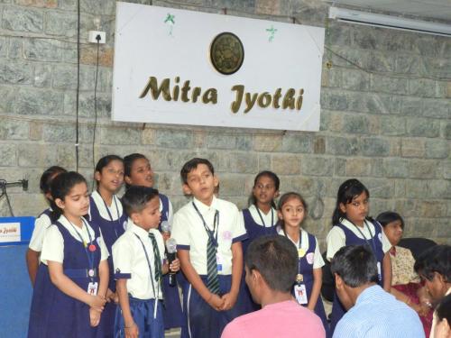 Students from Samsidh Mount Litera Zee School, HSR, Singing a Song at Mitra Jyothi