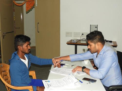 A student verifying his documents