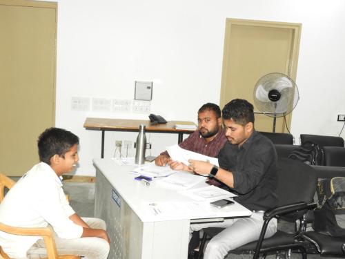 A student verifying his documents