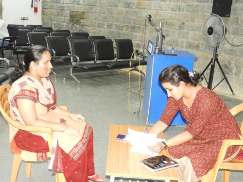 A student verifying her documents