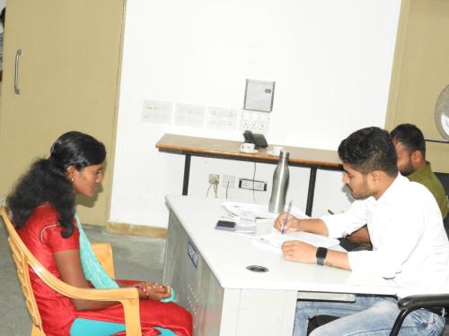 A student verifying her documents