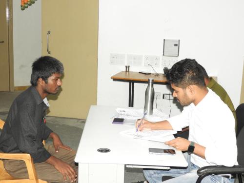 A student verifying his documents