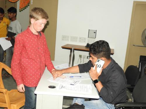A student verifying his documents
