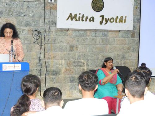 Speach at Mitra Jyothi for Students visited from Atria University
