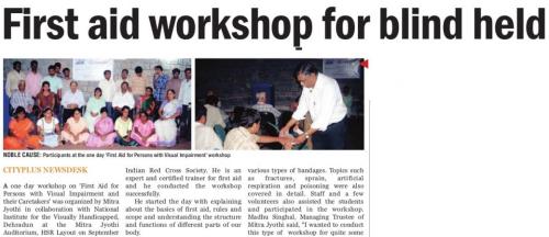 First aid for persons with visual impairment workshop 1